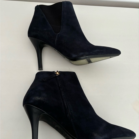 Navy suede Nine West heeled boots - Picture 3 of 11